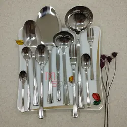 سرویس قاشق و چنگال 30 نفره دهنه اروپایی مارک یونیک 132 پارچه طرح تمام براق