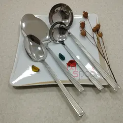 سرویس قاشق و چنگال 30 نفره دهنه اروپایی مارک یونیک 132 پارچه طرح چهار خط