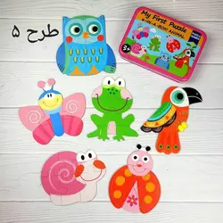 پازل چوبی جعبه فلزی 6 در 1