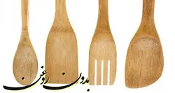 ست کفگیر ملاقه چوبی بامبو به همراه پایه