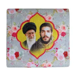 جانماز مدل مذهبی طرح گلدار مخملی آیت الله خامنه ای و شهید ابراهیم هادی
