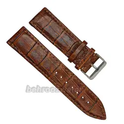 بند ساعت مچی چرم طبیعی چرم تبریز طرح دار قهوه ای متوسط سایز 24