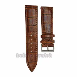 بند ساعت مچی چرم طبیعی چرم تبریز طرح دار قهوه ای متوسط سایز 24
