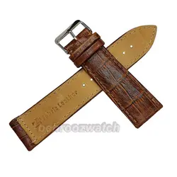 بند ساعت مچی چرم طبیعی چرم تبریز طرح دار قهوه ای متوسط سایز 24
