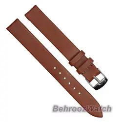 بند ساعت مچی زنانه چرم طبیعی PG ساده بدون دوخت قهوه ای سابز 12