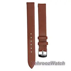 بند ساعت مچی زنانه چرم طبیعی PG ساده بدون دوخت قهوه ای سابز 12