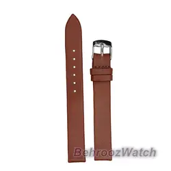 بند ساعت مچی زنانه چرم طبیعی PG ساده بدون دوخت قهوه ای سابز 12