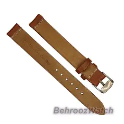 بند ساعت مچی زنانه چرم طبیعی PG ساده بدون دوخت قهوه ای سابز 12