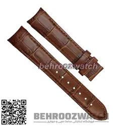 بند ساعت مچی فیکس زنانه چرم طبیعی G.G.K طرح دار قهوه ای سیر سایز 18