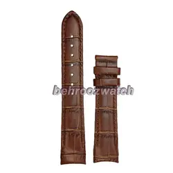 بند ساعت مچی فیکس زنانه چرم طبیعی G.G.K طرح دار قهوه ای سیر سایز 18