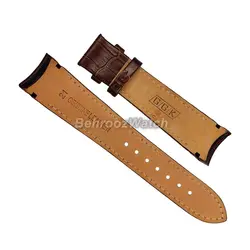 بند ساعت مچی فیکس مردانه چرم طبیعی G.G.K طرح دار قهوه ای سیر سایز 21