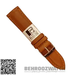 بند ساعت مچی مردانه چرم طبیعی PG ساده بادامی سیر سایز 22