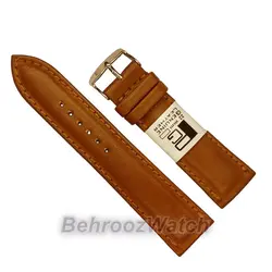 بند ساعت مچی مردانه چرم طبیعی PG ساده بادامی سیر سایز 22