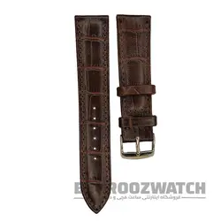 بند ساعت مچی مردانه چرم طبیعی PG طرح دار قهوه ای سیر سایز 20