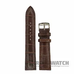 بند ساعت مچی مردانه چرم طبیعی PG طرح دار قهوه ای سیر سایز 20