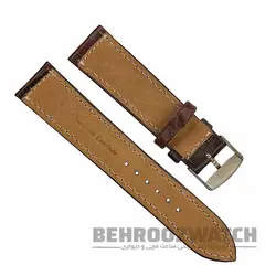 بند ساعت مچی مردانه چرم طبیعی PG طرح دار قهوه ای سیر سایز 20
