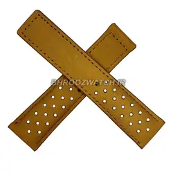 بند ساعت مچی مردانه تگ هویر چرم با رویه جیر بادامی سیر قفل 20 سربند 22