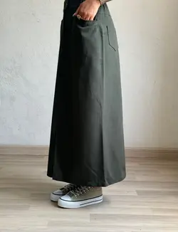 دامن کتان جلو چاک کد 40004