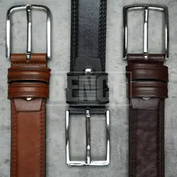 کمربند چرمی مردانه مدل دو دوخت