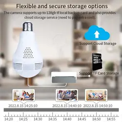 دوربین لامپی سیم کارت خور 4g-LTE360 4G LTE Panoramic Bulb Wifi Camera Light Bulb HD 1080P Security IP Camera Fisheye Surveillance CCTV Security V380 APP