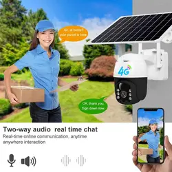 دوربین مینی اسپید سیم کارتی خورشیدی V380 PRO Solar 4G PTZ CameraOutdoor CCTV Camera، P2P ،WiFi 3G 4G LTE with Solar Panel