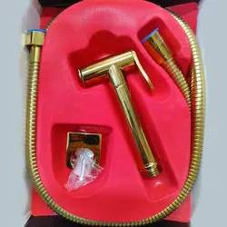 شات آف توالت فلزی طلایی – شلنگ+نگهدارنده