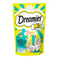 تشویقی گربه Dreamies دریمیز مدل Cheese & Salmon وزن 60 گرم