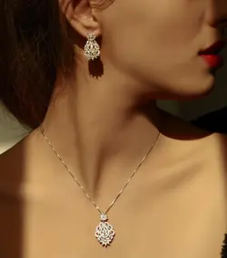 نیم ست نقره طرح جواهر MHHS10294