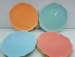 بشقاب پیش دستی لب کنگره رنگی سرامیکی