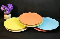بشقاب پیش دستی لب کنگره رنگی سرامیکی