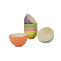 پیاله ماست خوری سرامیکی رنگی(6 عددی)