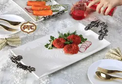 دیس چینی دسته پیوتر مستطیلی تخت طرح برگ سایز متوسط