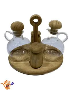 ست آبلیمو خوری، روغن ریز و نمکدان زیر چوبی کد 15412