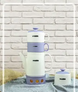 ست قوری و قندان و فنجان طرح برج