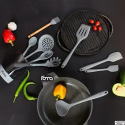 ست کفگیر ملاقه سیلیکونی روما Roma طوسی