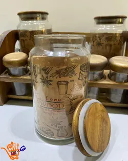 سرویس ادویه پاسماوری 9 پارچه چوبی 2طبقه 99358Lona wood