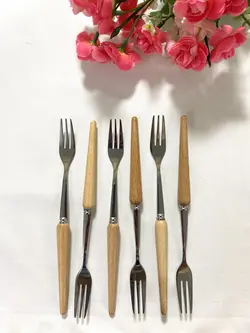 سرویس کامل قاشق و چنگال دسته چوبی 6 نفره