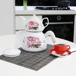 کتری و قوری دسته بغل لایت ترکیه light طرح گل