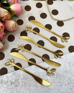 چنگال دسر خوری برگی استیل رنگ ثابت در دو رنگ طلایی و نقره ای