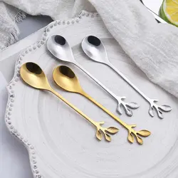 ست کارد و چنگال و قاشق برگی طلایی و نقره ای استیل رنگ ثابت