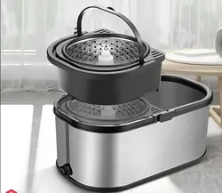 سطل و تی زمین شوی چرخدار WS در 3 رنگ استیل،طلایی،مشکی