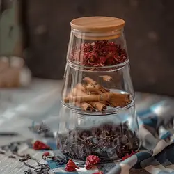 اردو خوری و شکلات خوری سه طبقه شیشه ای درب بامبو کلاسیک