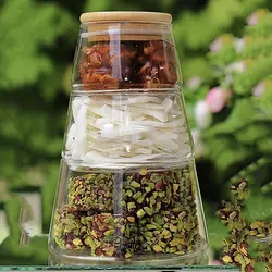 اردو خوری و شکلات خوری سه طبقه شیشه ای درب بامبو کلاسیک