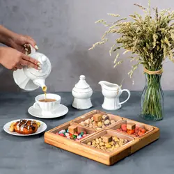 اردو خوری چهار خانه درب دار چوب راش 11034