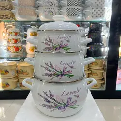 سرویس قابلمه لعابی ۶پارچه لبه استیل روسی با کیفیت عالی و تخفیف ویژه