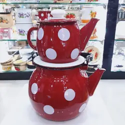 کتری قوری لعابی طرح توپی روسی با کیفیت عالی و تخفیف ویژه