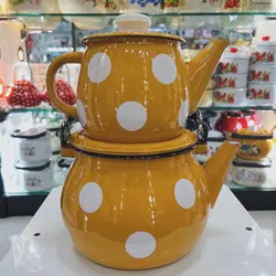 کتری قوری لعابی طرح توپی روسی با کیفیت عالی و تخفیف ویژه