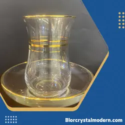 استکان نعلبکی کمر باریک ترک  _  لبه طلایی