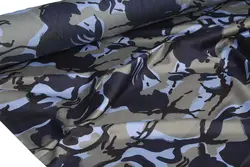 پارچه لباسی پلی استر ویسکوز عرض 150 بروجرد طرح استتار آبی رنگ 15