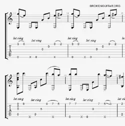 نت و تبلچر بلاچاو از سارن تنظیم فینگراستایل گیتار